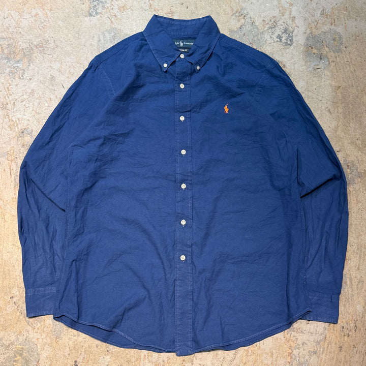 古着 90's POLO by Ralph Lauren/ ラルフ ローレン/ ボタンダウン長袖シャツ/ 無地/ サイズL