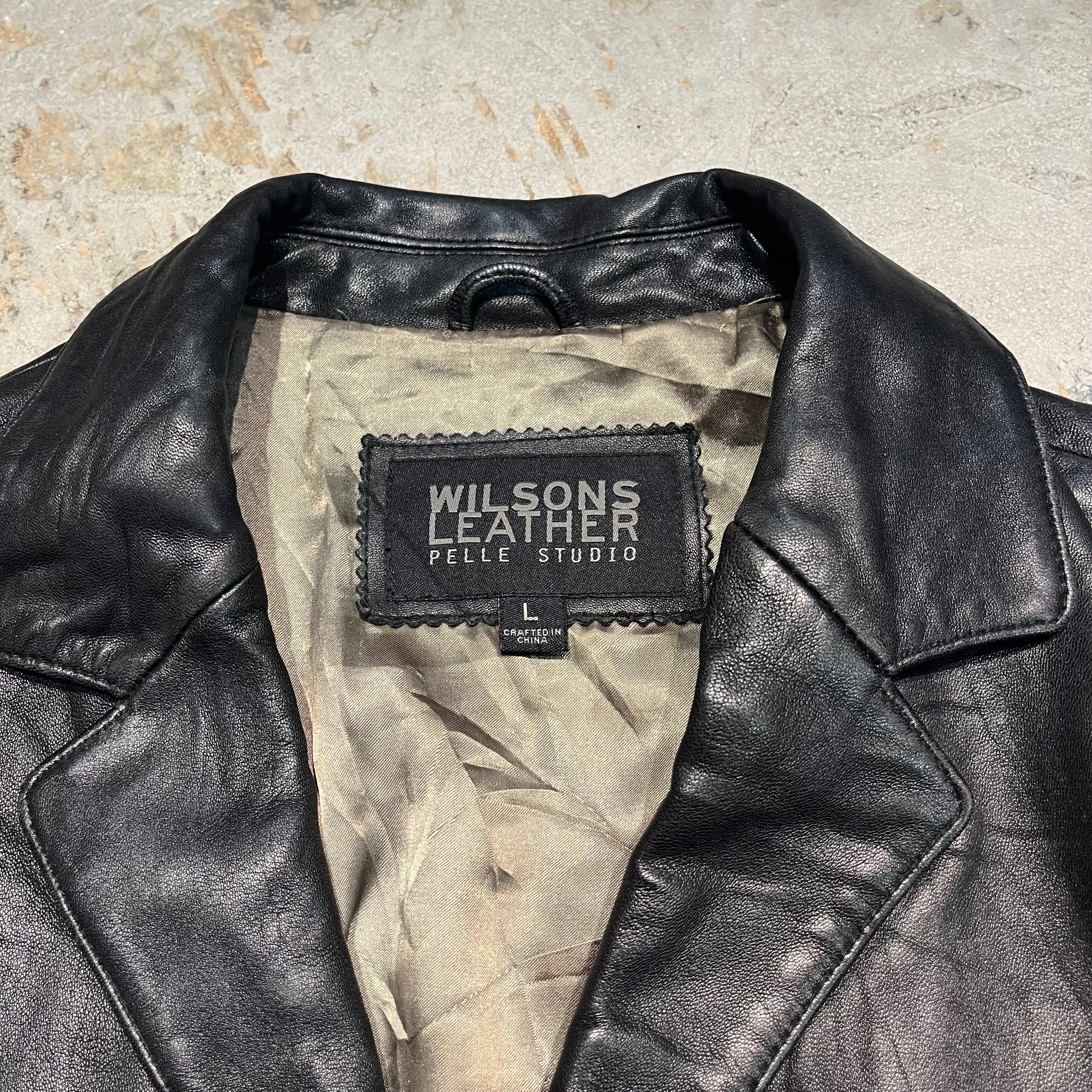 3320 古着 WILSONS/Leather Jacket/フロントボタンレザージャケット