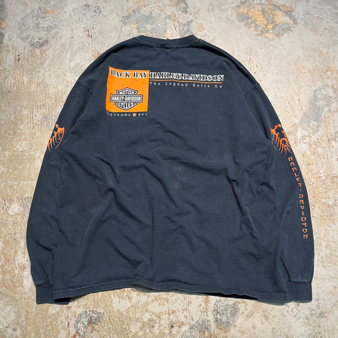 古着 USA製 Harley-Davidson/ハーレー ダビッドソン マサチューセッツ州 ボストン 長袖Tシャツ サイズXXL