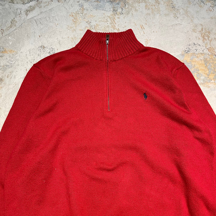 #3351 古着 Polo Ralph Lauren/ポロラルフローレン / Half Zip Cotton Knit Sweater/ハーフジップ コットンニット セーター / サイズXXL