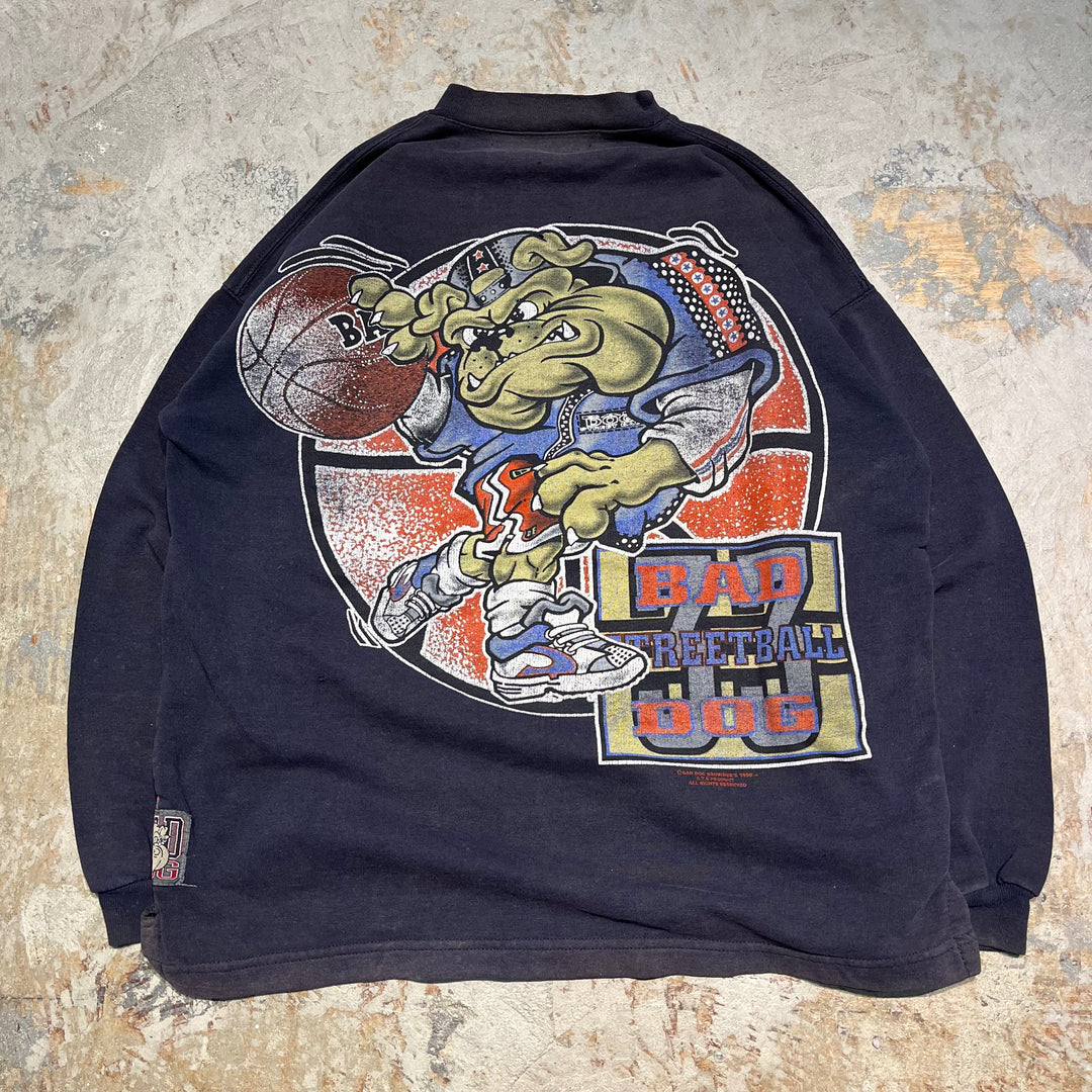 #4091 古着 96's Unknow/Crew neck  College Sweat/クルーネックカレッジスウェット/BAD DOG/サイズXL相当