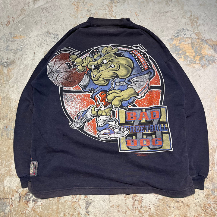 #4091 古着 96's Unknow/Crew neck  College Sweat/クルーネックカレッジスウェット/BAD DOG/サイズXL相当