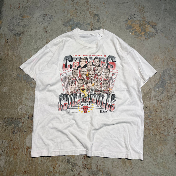 #4609 古着 91's unknow/short sleeve print t-shirt Tee/半袖プリントTシャツ/シングルステッチ/NBA/CHICAGO BULLS/サイズ2XL相当