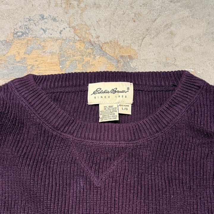 古着 90's~ Eddie Bauer/ エディーバウアー/ クルーネックニットセーター/ Vガゼット/ サイズL