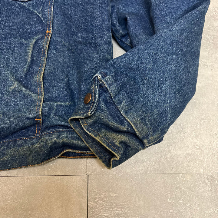 #1834 古着/Wrangler/ラングラー/Denim  jacket/デニムジャケット/襟 コーデュロイ素材切替/裏地ボーダー/サイズL相当