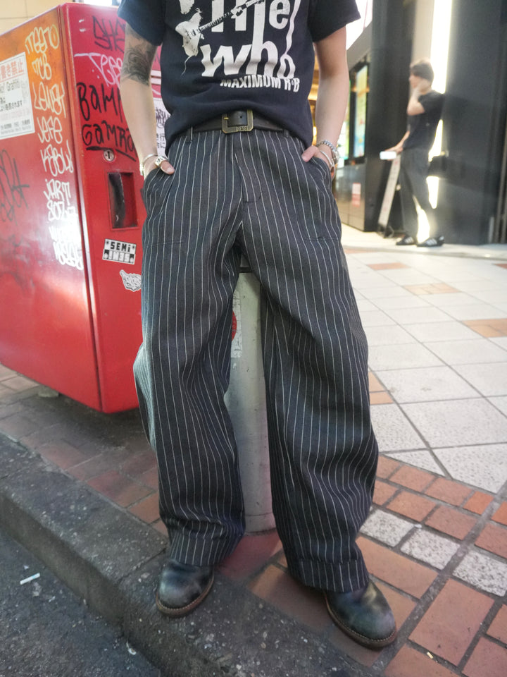 ベイカータックデニムワイドストレートパンツ/シンチバック付