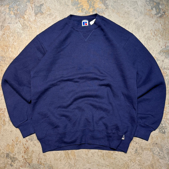 古着 USA製 80's〜 RUSSELL ATHLETIC/ ラッセルアスレチック/ ブランククルーネックスウェット/ 無地/ 前Vガゼット/ サイズL