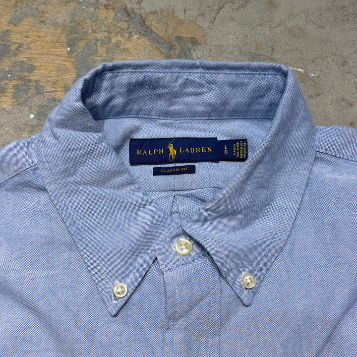 古着 POLO by Ralph Lauren/ ラルフ ローレン/ ボタンダウン長袖シャツ/ 無地/ サイズL