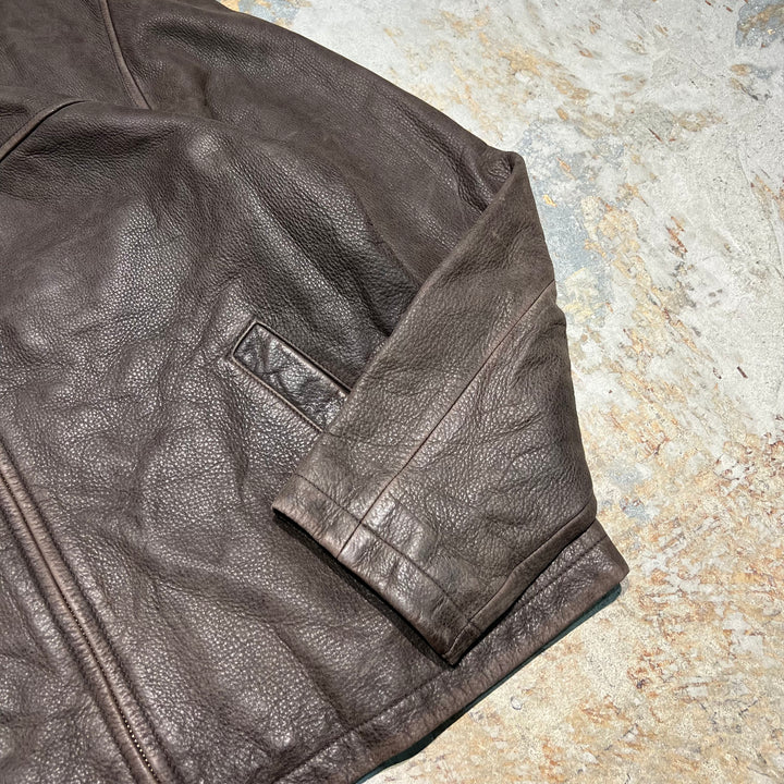 #3186 古着 Eddie Bauer/エディーバウアー/Leather jacket/ジップアップレザージャケット/サイズL