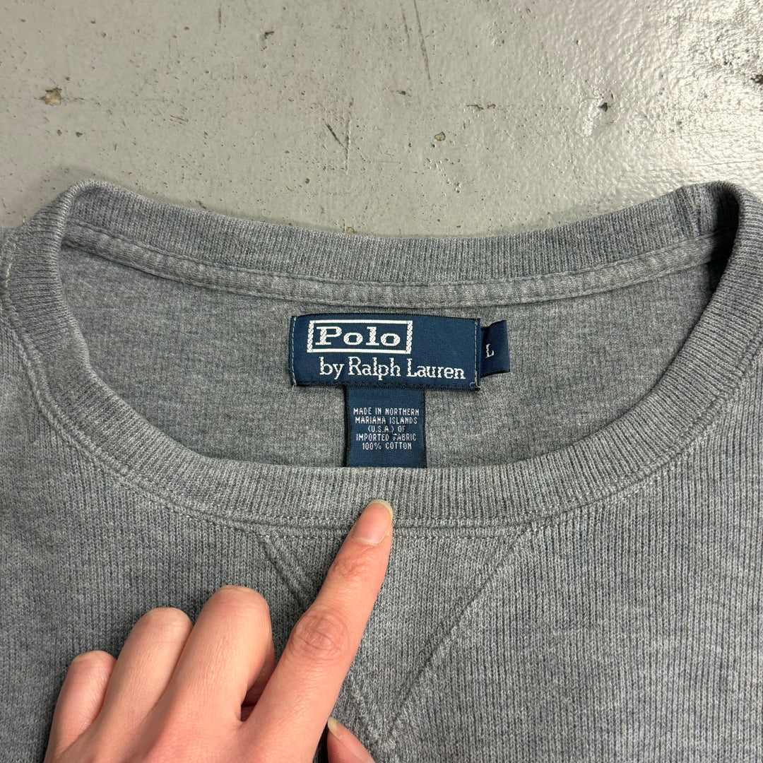 古着 POLO by Ralph Lauren / ポロラルフローレン/ Vガゼット/ クルーネックコットンニットセーター/サイズL