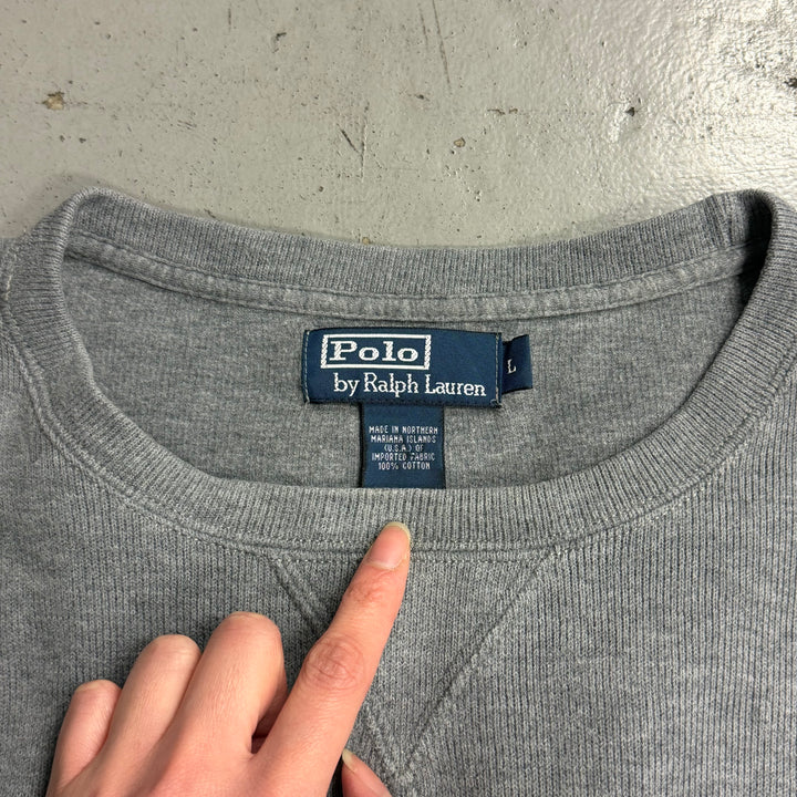 古着 POLO by Ralph Lauren / ポロラルフローレン/ Vガゼット/ クルーネックコットンニットセーター/サイズL