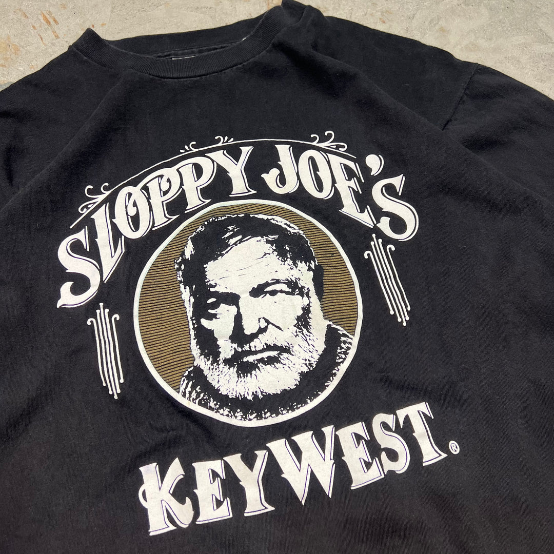 古着 80s~90s USA製 SLOPPY JOE`S/ヘミングウェイ/プリントTシャツ/サイズL