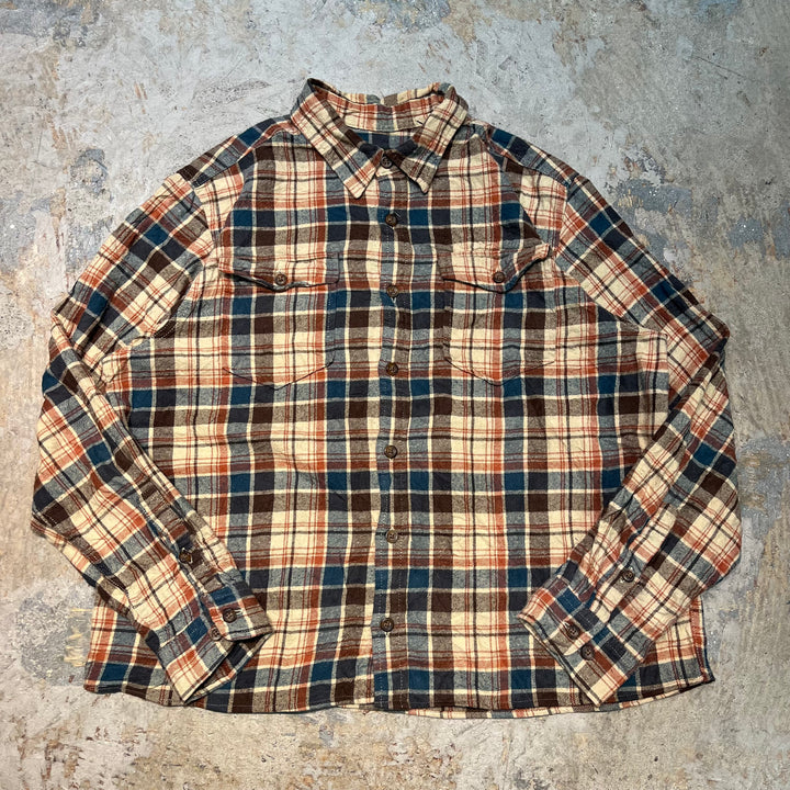 古着 Eddie Bauer/ エディー･バウアー/ コットンネルシャツ/ チェック柄/ リメイク/ サイズL