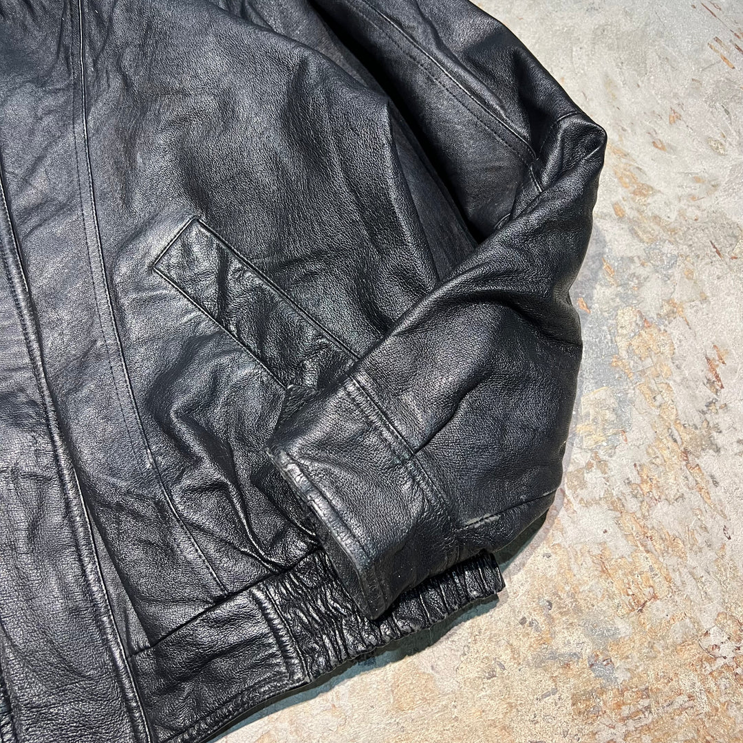 #3439 古着 Unknow/Leather jacket/ジップアップレザージャケット/MADE IN U.S.A/サイズXL