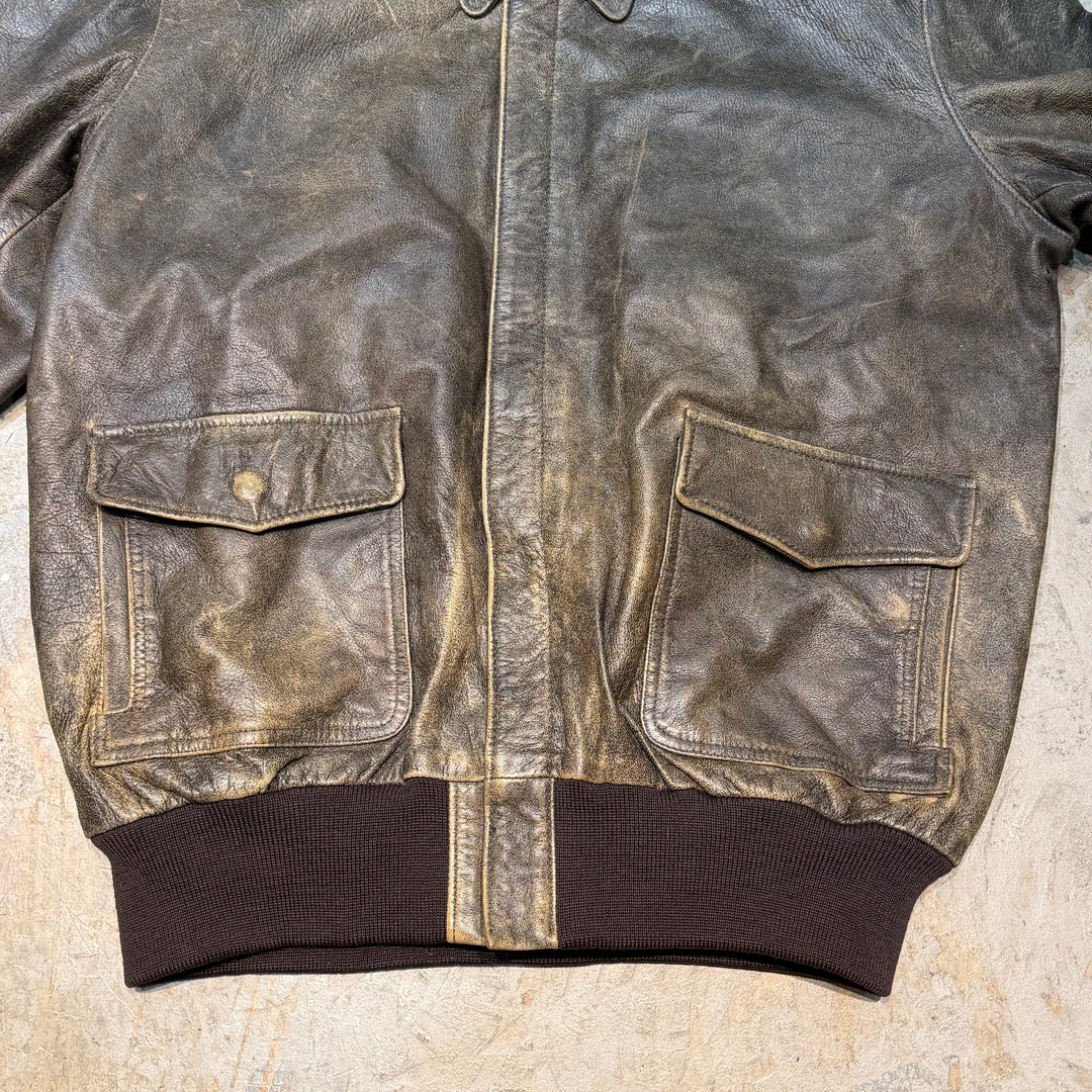 古着 USA製 70's~80's L.L.Bean/エルエルビーン/ジップアップレザージャケット/ サイズXL相当