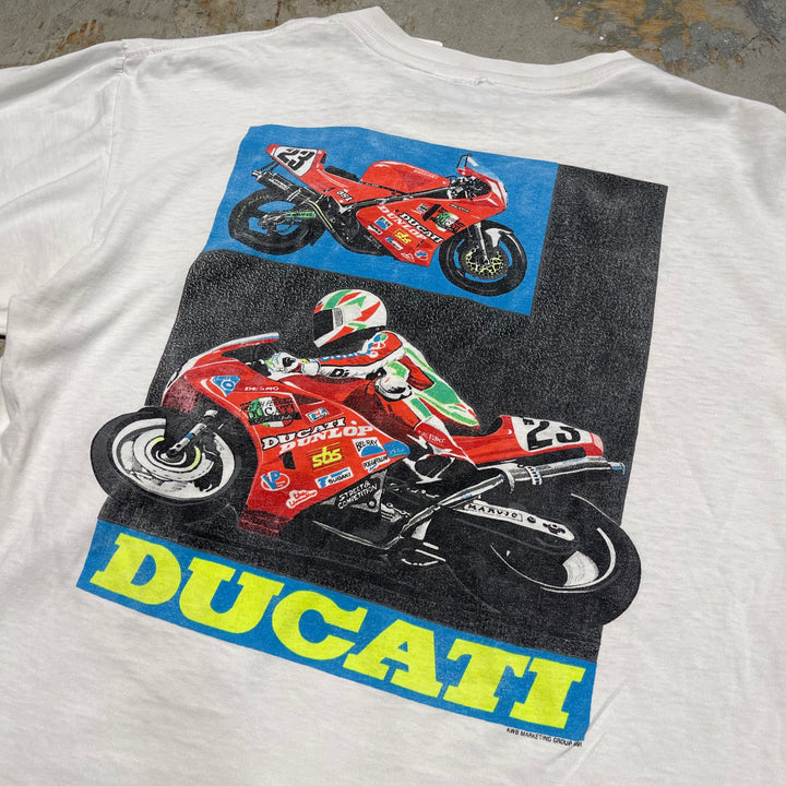 古着 91's TURN ONE/ターン ワン DUCATI 851 / オートバイ /ヴィンテージ シングルステッチ Tシャツ/サイズM相当