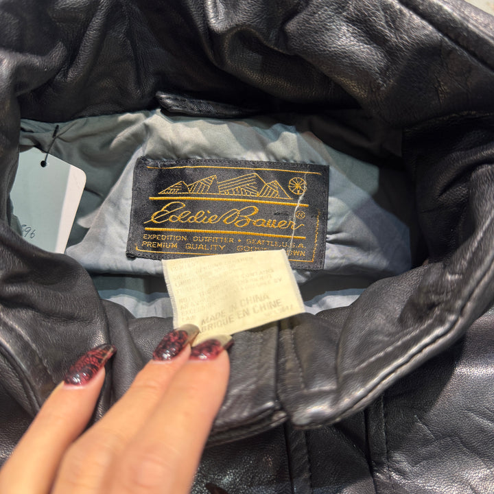 古着 80's EddieBauer/エディーバウアー/本革ジップアップレザージャケット/中綿/サイズM