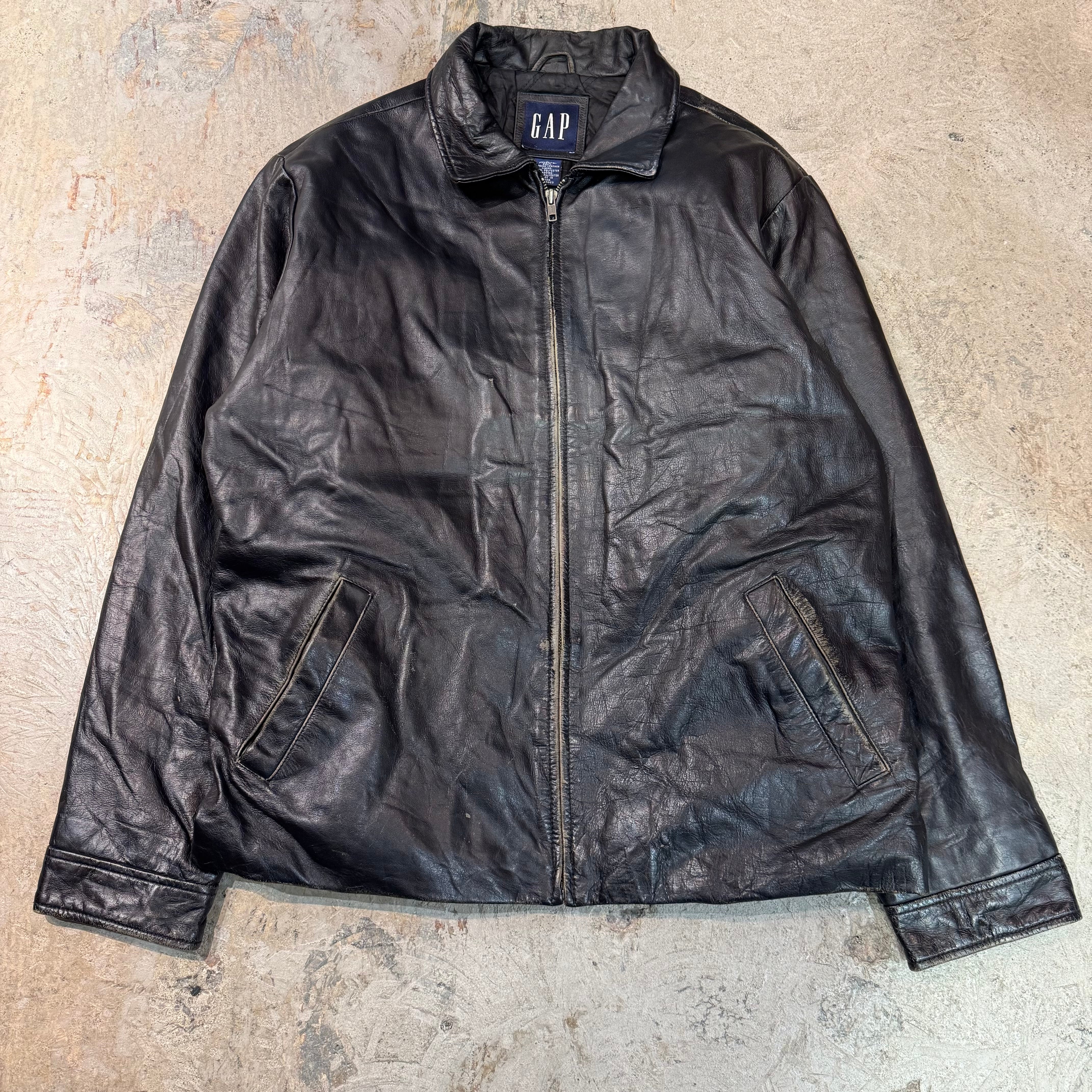 GAP ギャップ XLサイズ 牛皮 レザージャケット 中古・古着通販】GAP (ギャップ) レザージャケット ブラック