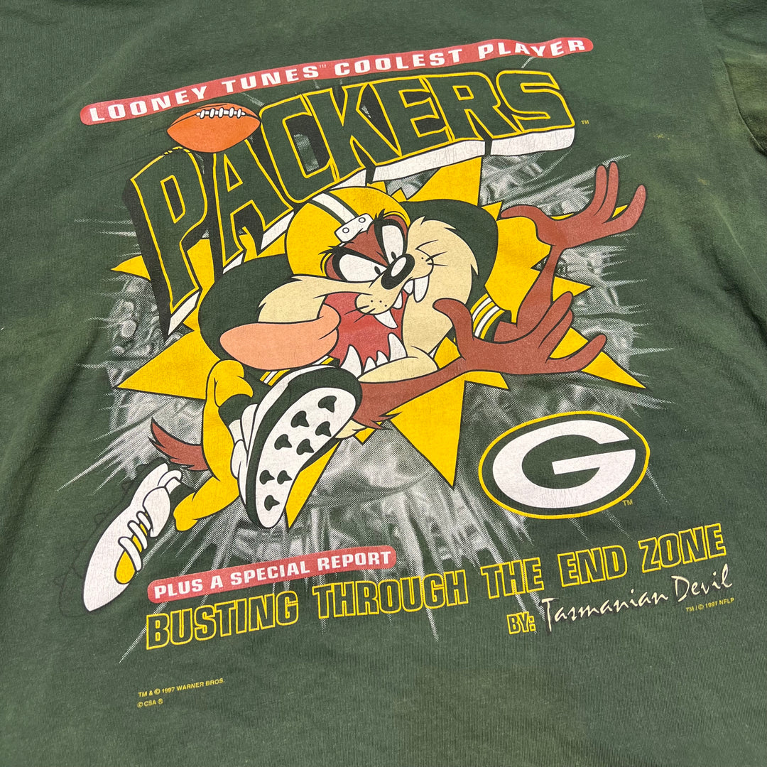 古着 97's NFL / ワーナーブラザーズ / グリーンベイ・パッカーズ / タズマニアンデビル / プリントTシャツ/サイズXL