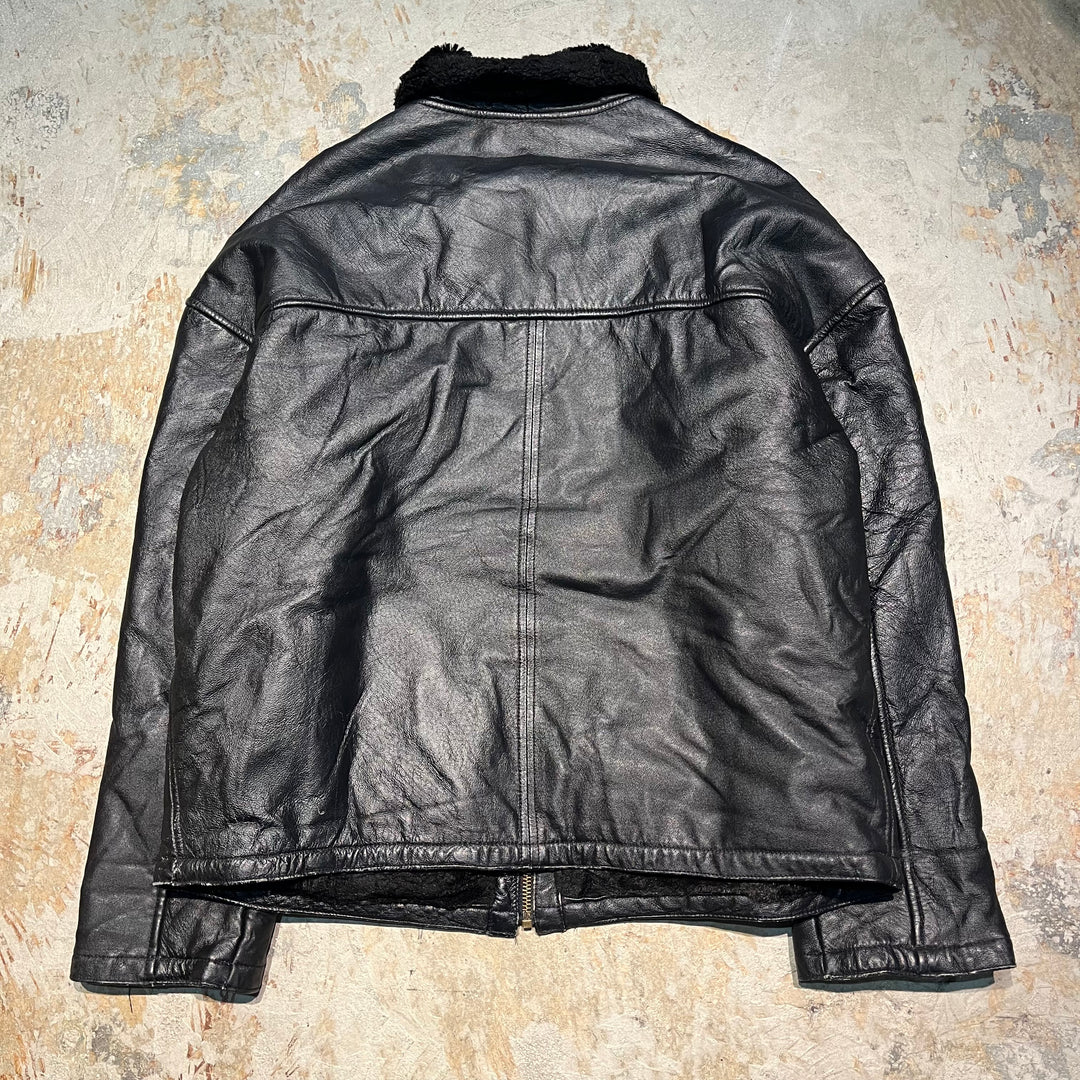 #3310 古着 WILSONS/Leather jacket/ジップアップレザージャケット/ボア/サイズL