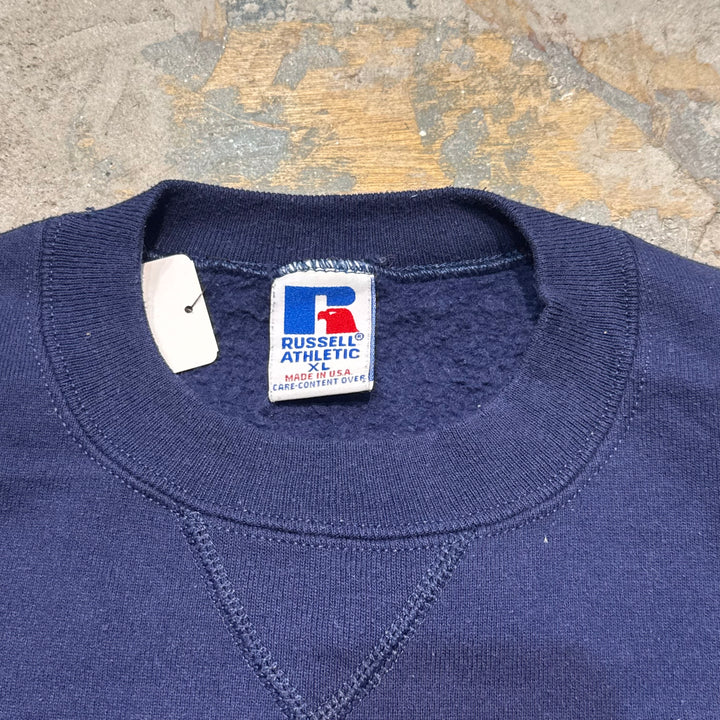 古着 90's USA製 RUSSELLATHLETIC/ ラッセル アスレチック/ クルーネックブランクスウェット/ Vガゼット/ サイズXL