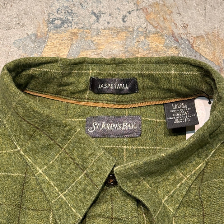 古着 St.JOHN'S BAY/ セントジョーンズベイ/ 長袖短丈リメイクシャツ/ チェック柄/サイズL