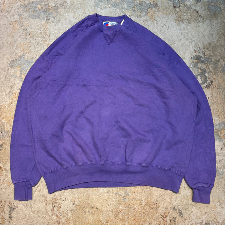 古着 USA製 90's~ RUSSELLATHLETIC/ ラッセル アスレチック/ クルーネックブランクスウェット/ 無地/ Vガゼット/ サイズXXL