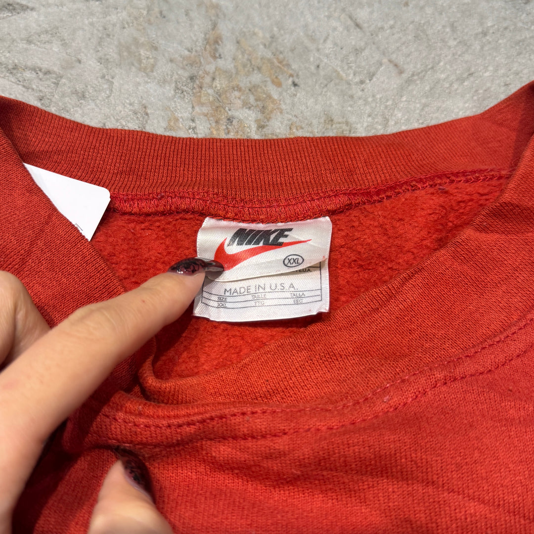 古着 USA製 90's NIKE/ ナイキ/ クルーネックスウェット/ ワンポイント刺繍/ サイズXXL