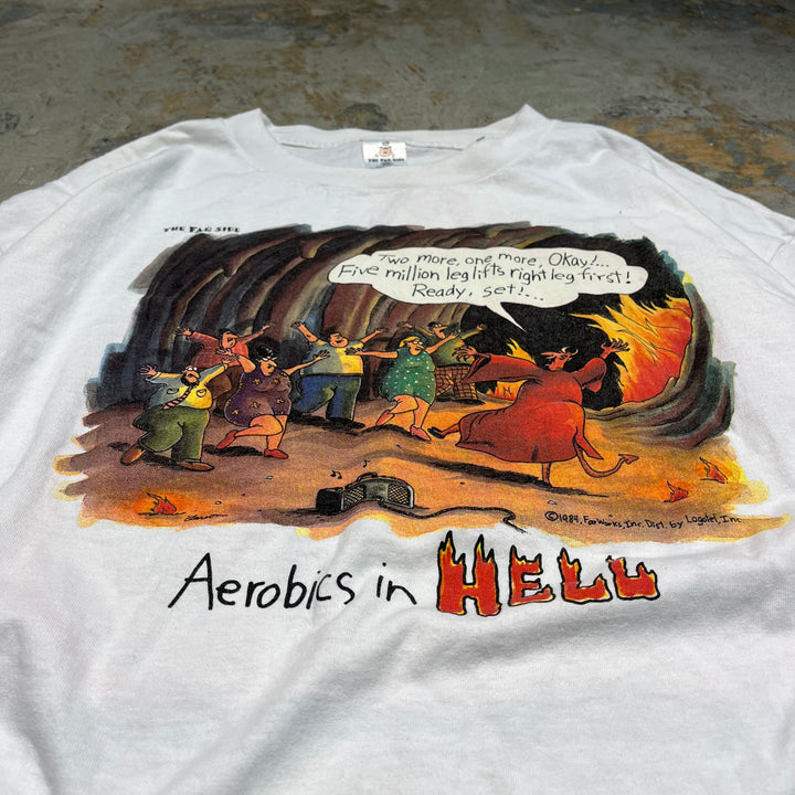 古着 90's USA製 THE FAR SIDE / コミック･ストリップ / AEROBICS ON HELL / ヴィンテージ シングルステッチ プリントTシャツ/サイズXXL