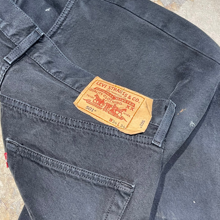 #4771 古着 LEVI’S/リーバイス/501/Black denim pants/ブラックデニムパンツ/パキスタン製/後染め/サイズ34×34