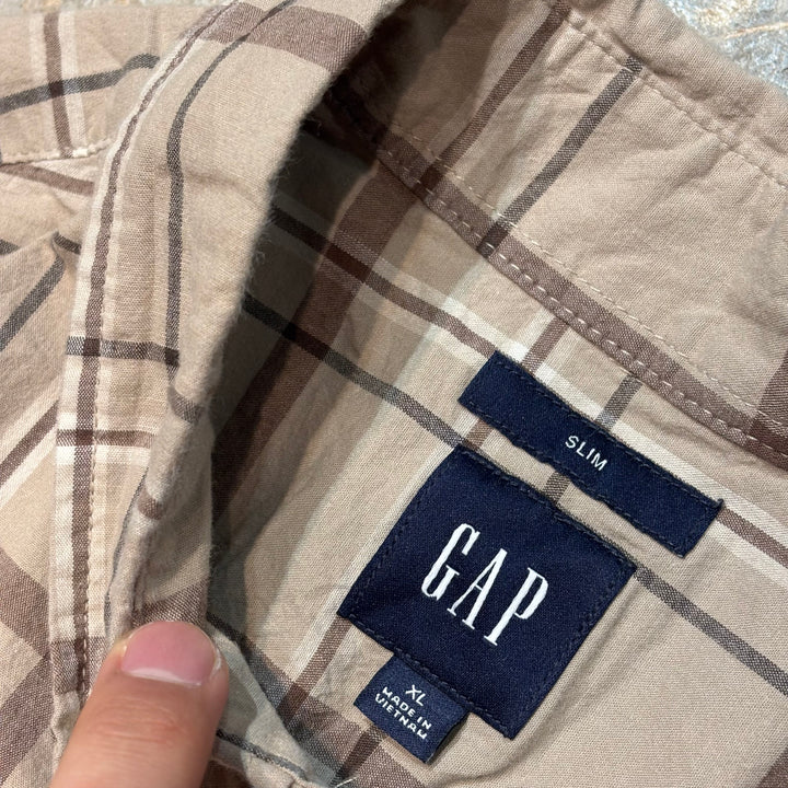 古着 GAP/ギャップ/ボタンダウン長袖シャツ/チェック柄/サイズXL