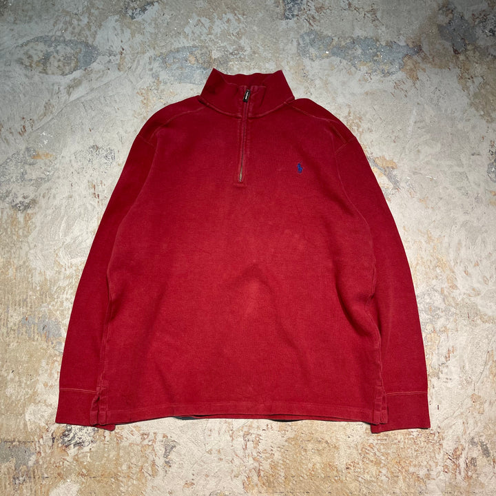 #3332 古着 Polo Ralph Lauren/ポロラルフローレン / Half Zip Cotton Knit Sweater/ハーフジップ コットンニット セーター / サイズL