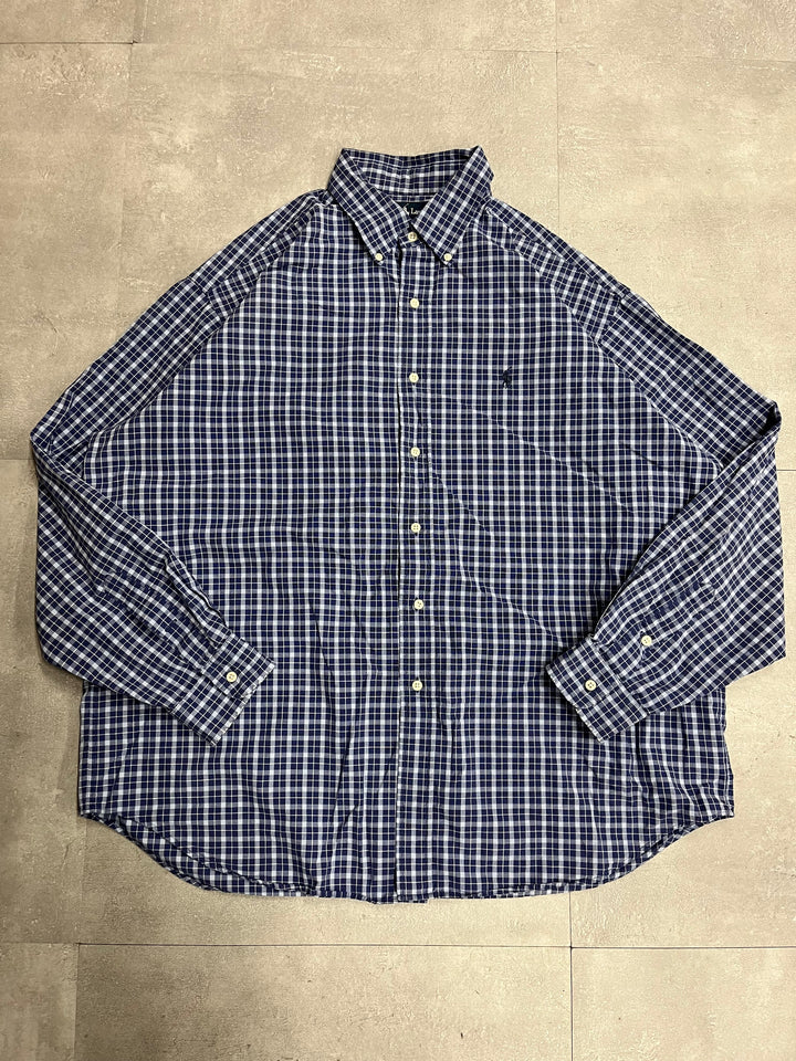 古着 90's POLO by Ralph Lauren/ ラルフ ローレン/ ボタンダウン長袖シャツ/ チェック柄/ サイズXL