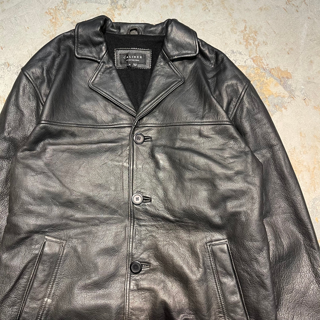 #1847 Unknow old clothes/Leather jacket/front button leather jacket/size M