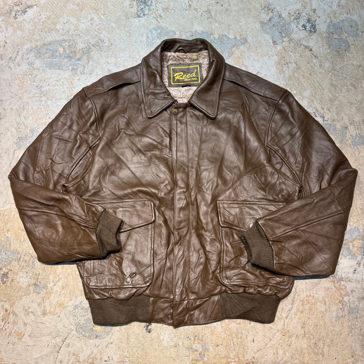 古着 USAVINTAGE/ジップアップレザージャケット/ サイズM