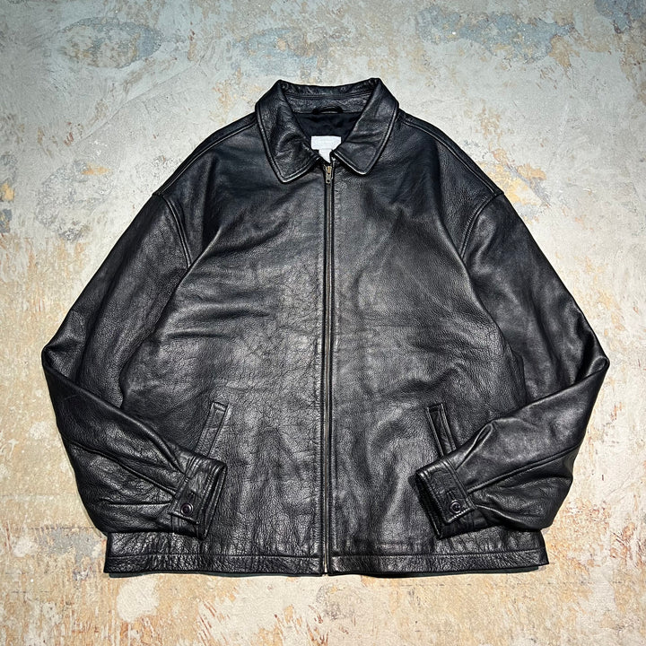 #3440 古着 OLD NAVY/オールドネイビー/Leather jacket/ジップアップレザージャケット/サイズXXL