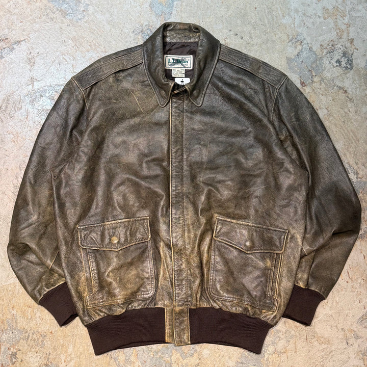 古着 USA製 70's~80's L.L.Bean/エルエルビーン/ジップアップレザージャケット/ サイズXL相当