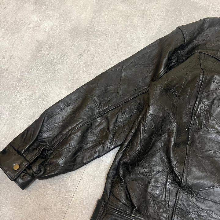 #1856 Unknow 古着/Leather jacket/フロントボタンレザージャケット/サイズXXL