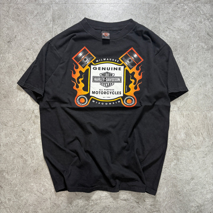 古着 99's USA製 Harley-Davidson ハーレーダビッドソン プリントTシャツ アメカジ サイズXL