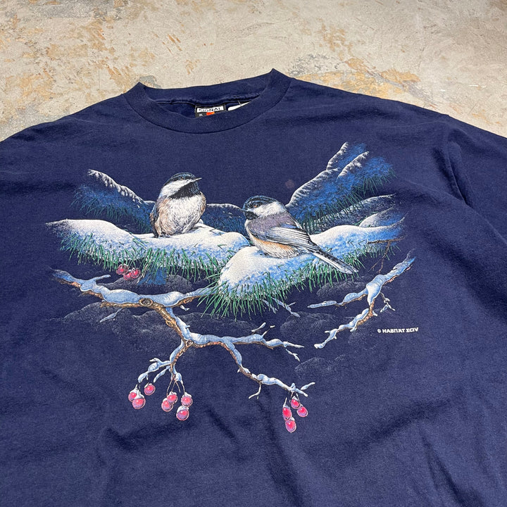 古着 90's USA製 SIGNAL SPORT / 雀 /シングルステッチ プリントTシャツ サイズXL