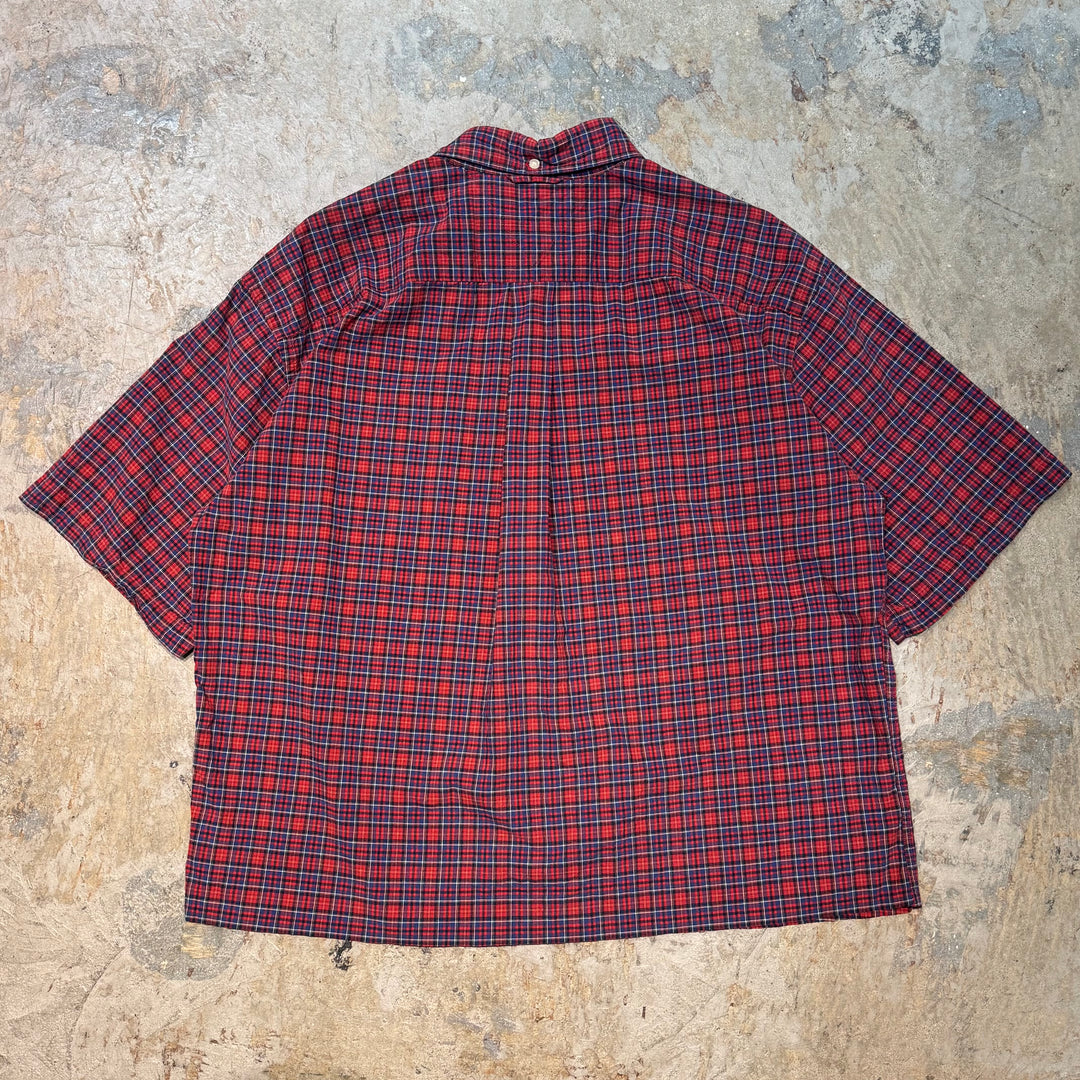 古着 TOMMY HILFIGER/ トミーヒルフィガー/ ボタンダウン半袖シャツ/ チェック柄/ リメイク/ サイズL
