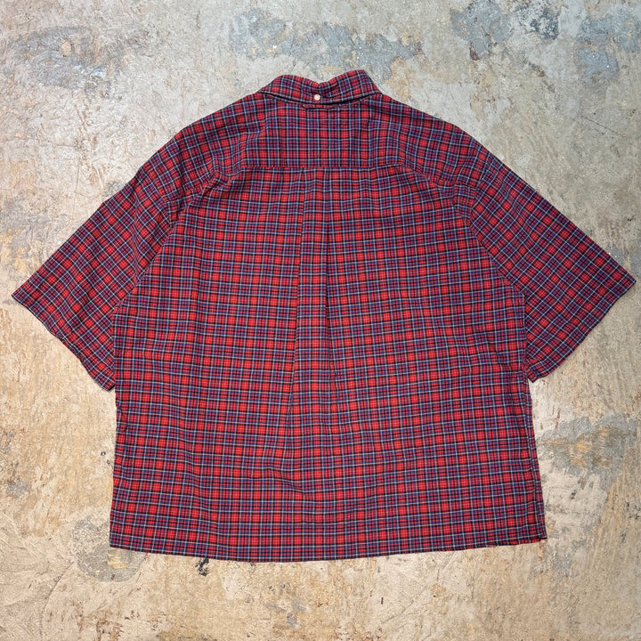 古着 TOMMY HILFIGER/ トミーヒルフィガー/ ボタンダウン半袖シャツ/ チェック柄/ リメイク/ サイズL