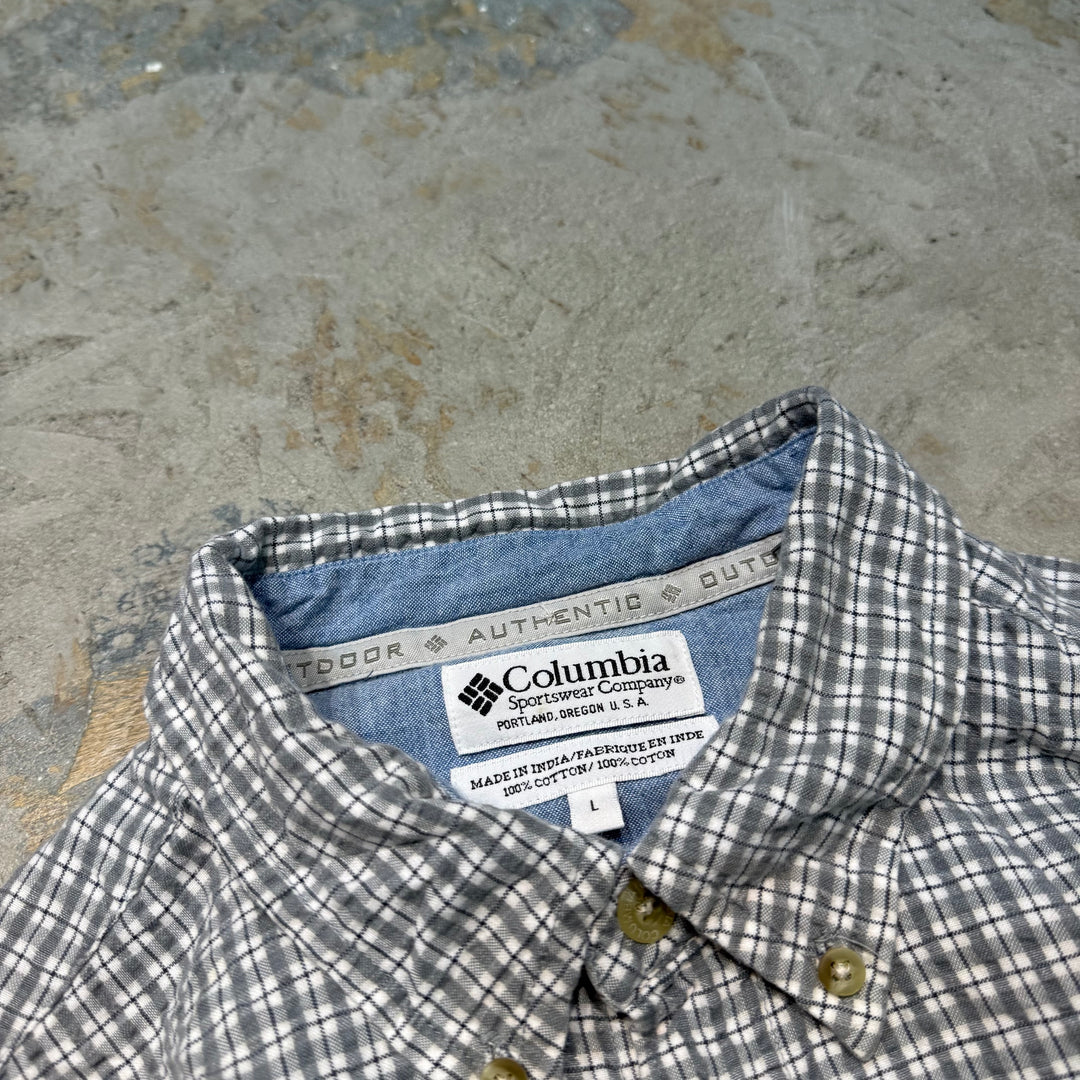 Used clothing Columbia/ Columbia/Button-down short sleeve shirt/Checked pattern/Size L
