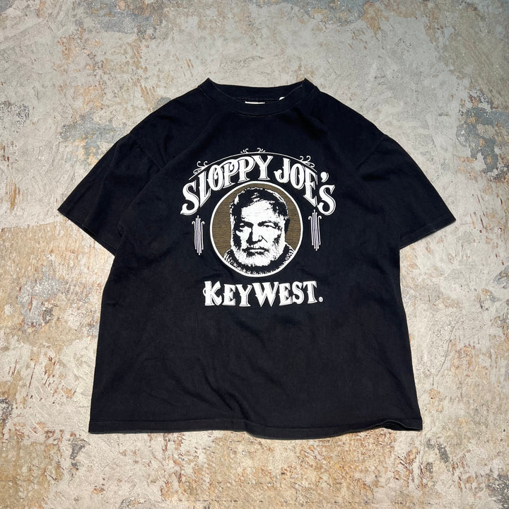 古着 80s~90s USA製 SLOPPY JOE`S/ヘミングウェイ/プリントTシャツ/サイズL