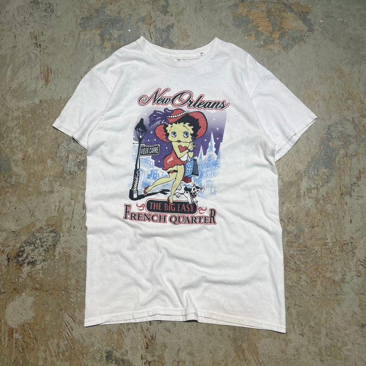 古着 90's ベティ･ブープ/ニューオーリンズ/フレンチクォーター /ヴィンテージ シングルステッチプリントTシャツ/サイズL相当