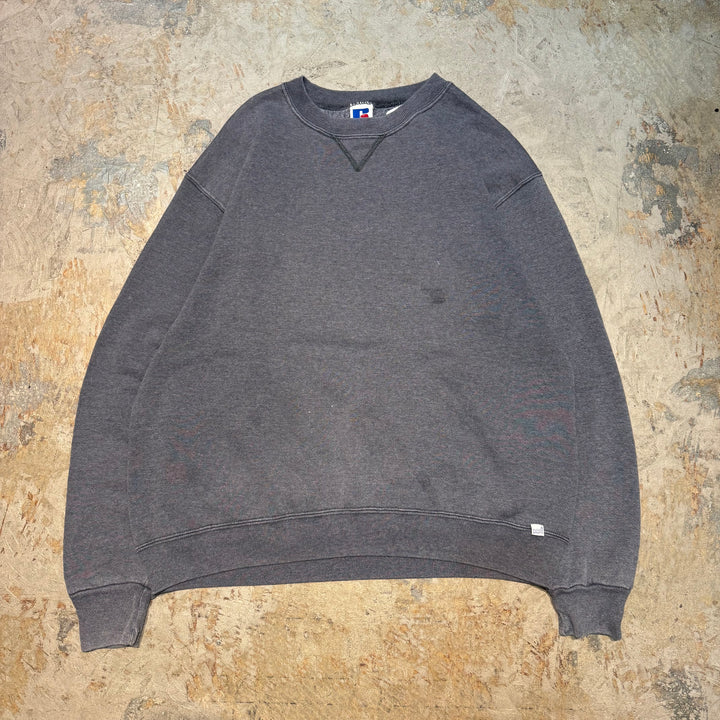 古着 USA製 90's~RUSSELLATHLETIC/ ラッセル アスレチック/ クルーネックブランクスウェット/ 無地/ Vガゼット/ サイズL
