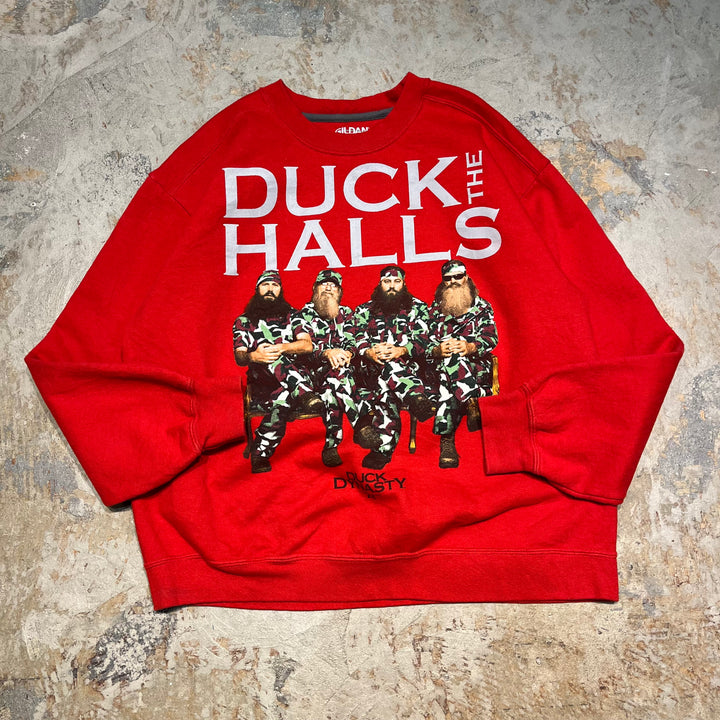 #4060 古着 GILDAN/ギルダン/Crew neck sweat/クルーネックスウェット/DUCK THE HALLS/DUCK DYNASTY/サイズ L