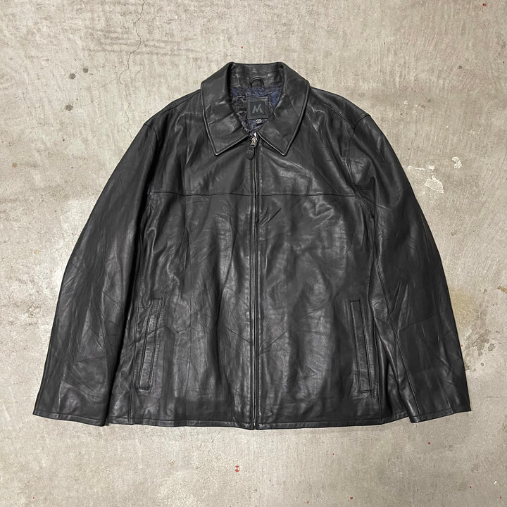 #3732 古着 Unknow/Leather Zip Jacket/レザージャケット/短丈/サイズXXL