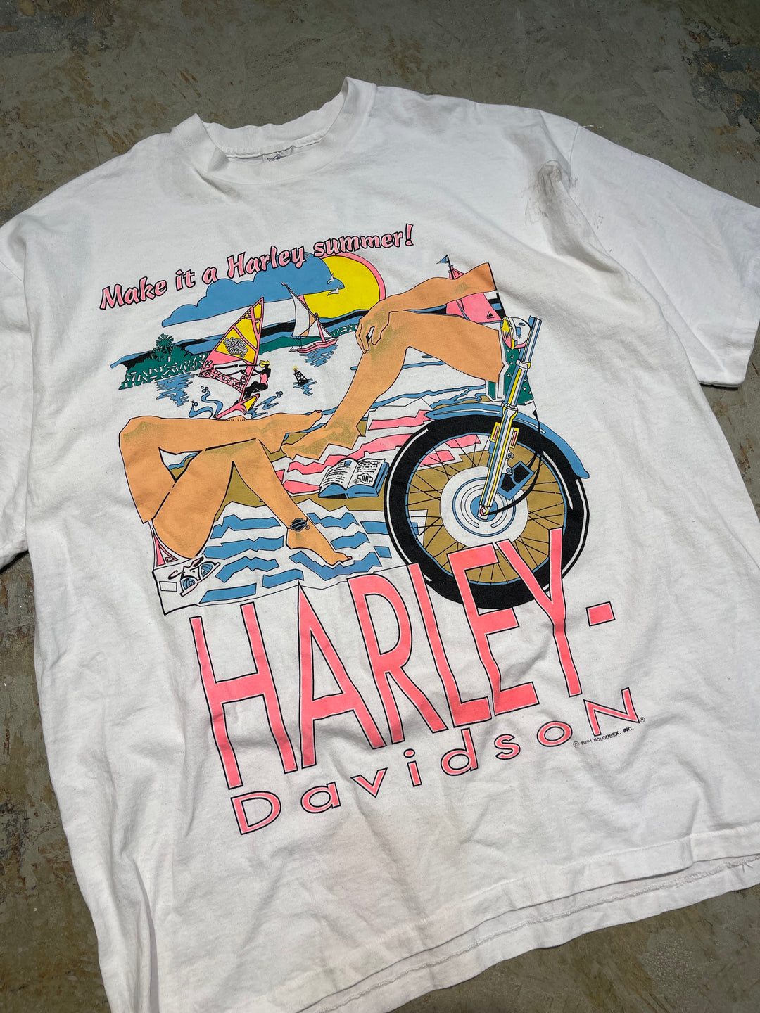 #MA171 古着 USA製 91's Harley-Davidson /ハーレー ダビッドソン / ST.PAUL / ミネソタ州 / シングルステッチ ヴィンテージ Tシャツ / サイズXXL相当