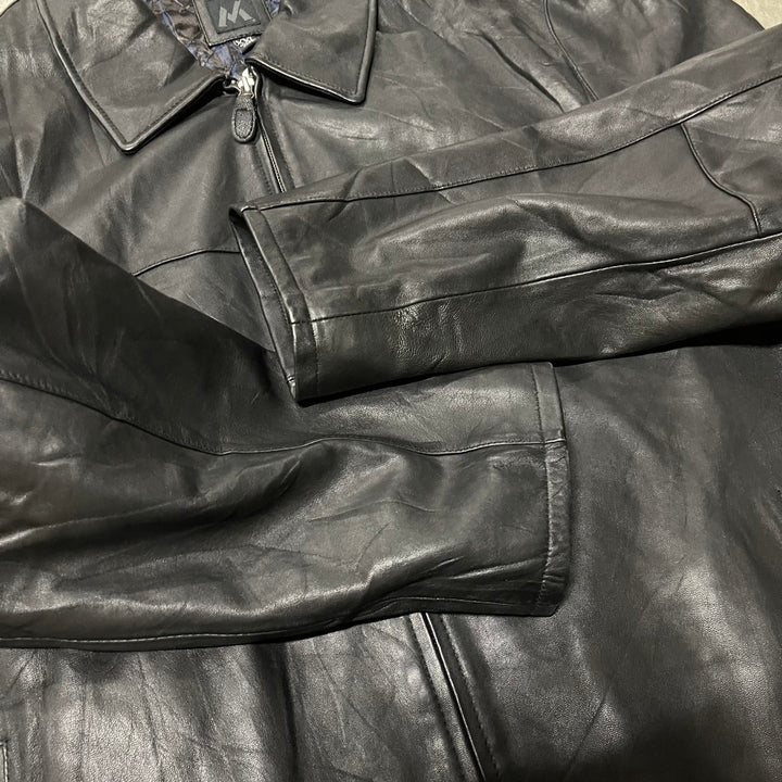 #3732 古着 Unknow/Leather Zip Jacket/レザージャケット/短丈/サイズXXL